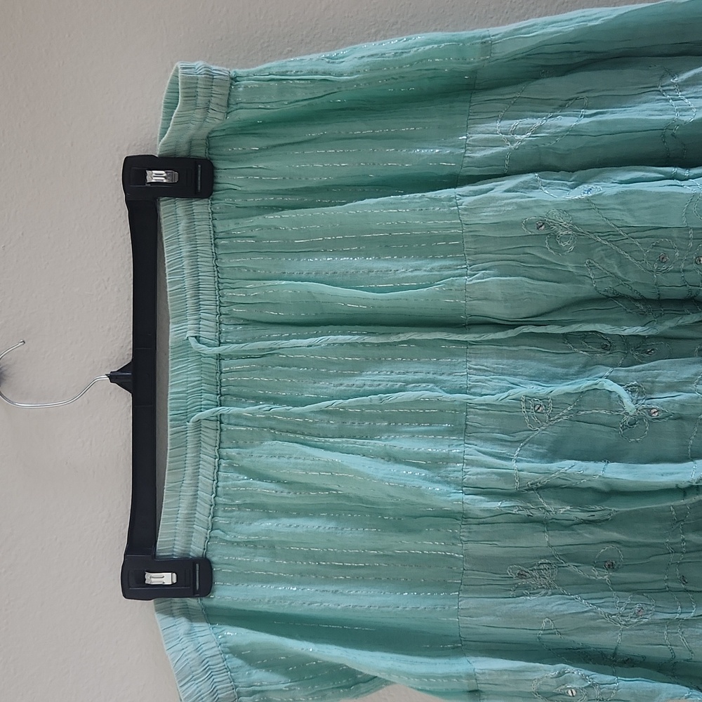 Bobbie Brooks Teal Ombre Midi Skirt - Picture 4 of 5